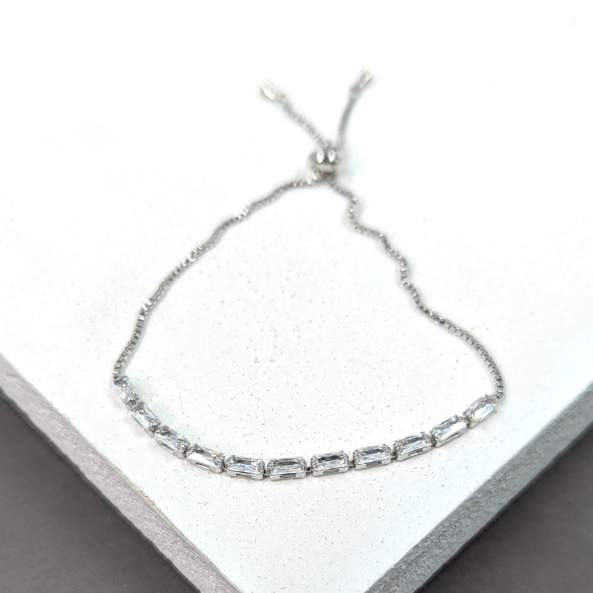 Horizontal set baguette crystal friendship bracelet