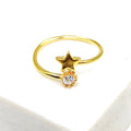 Open 925 gold plated silver ring with little star and Cubic Zirconia
