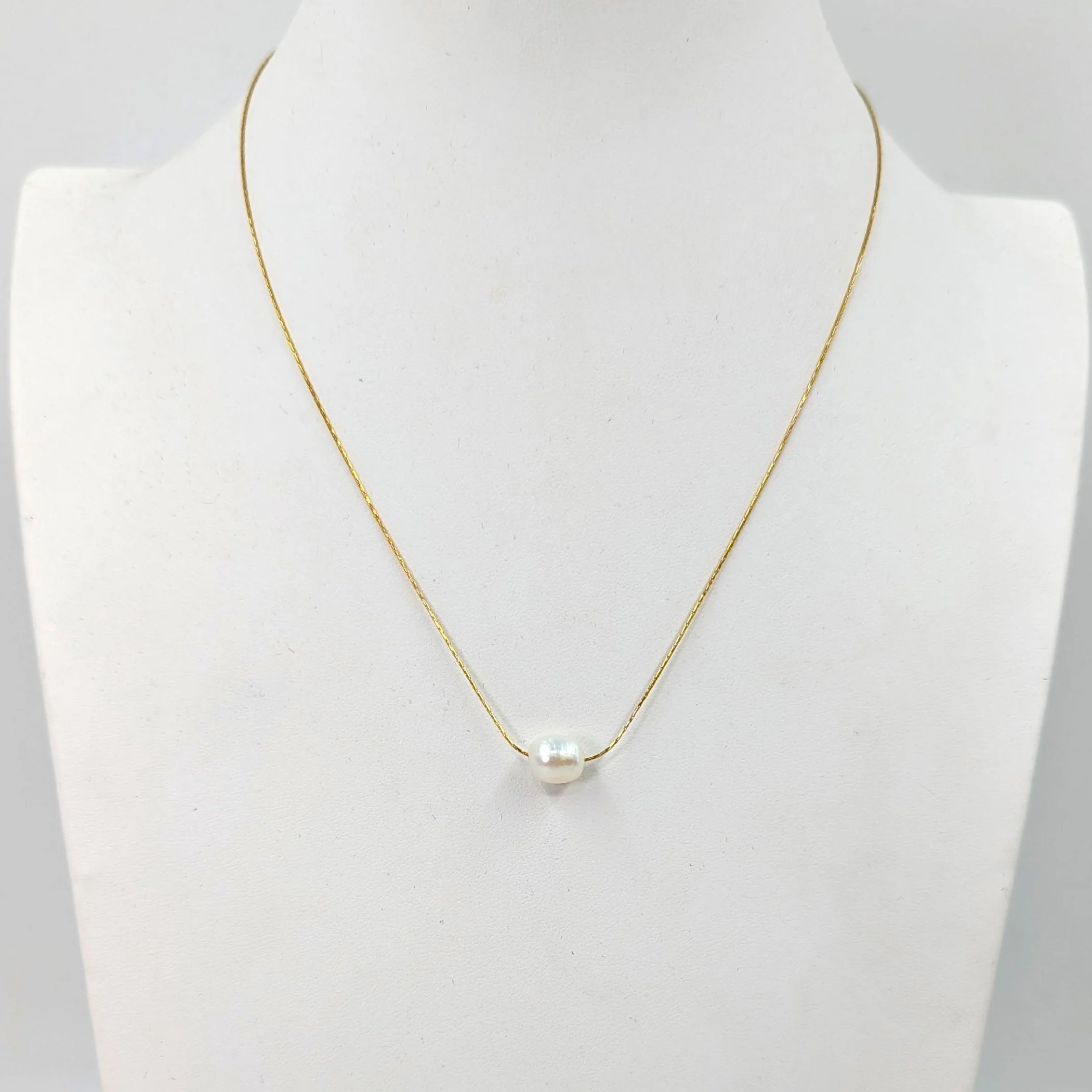 Real pearl on fine delicate snake chain