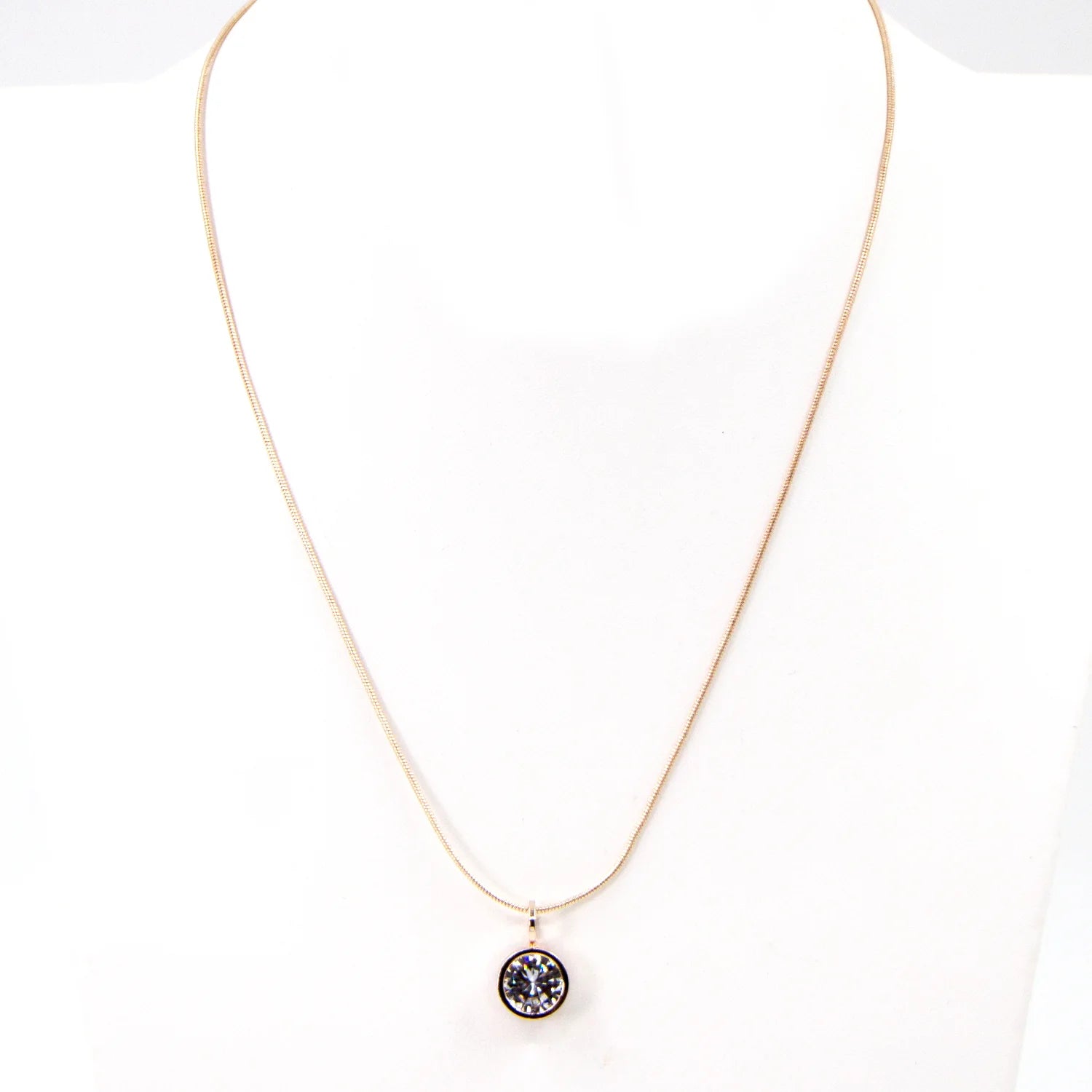 Single crystal on snake chain necklace