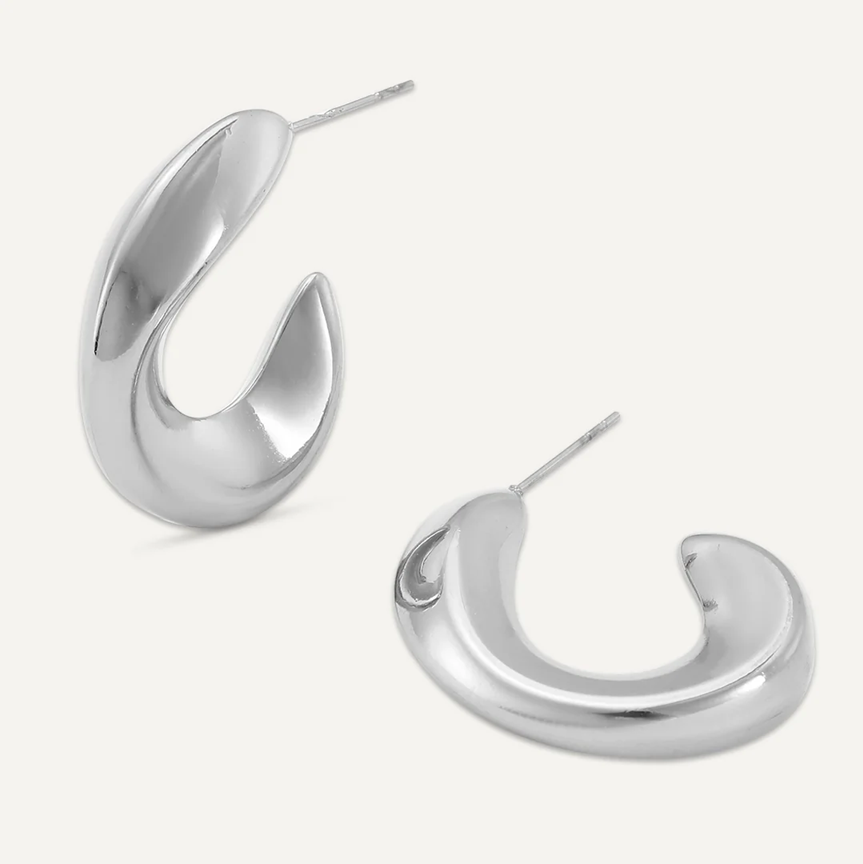 Vibes White Gold Plated Stainless Steel Post Earrings