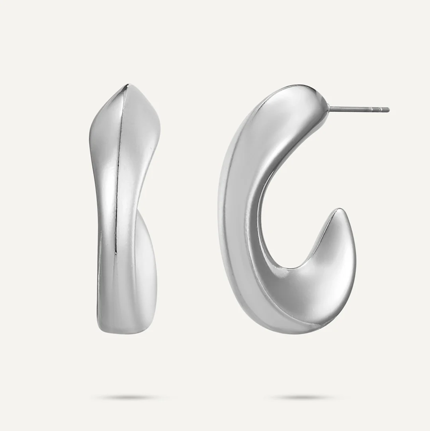 Vibes White Gold Plated Stainless Steel Post Earrings